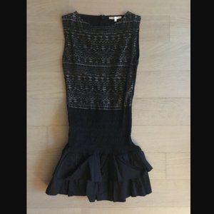 Maje Smocked Flounce Dress 36 XS S